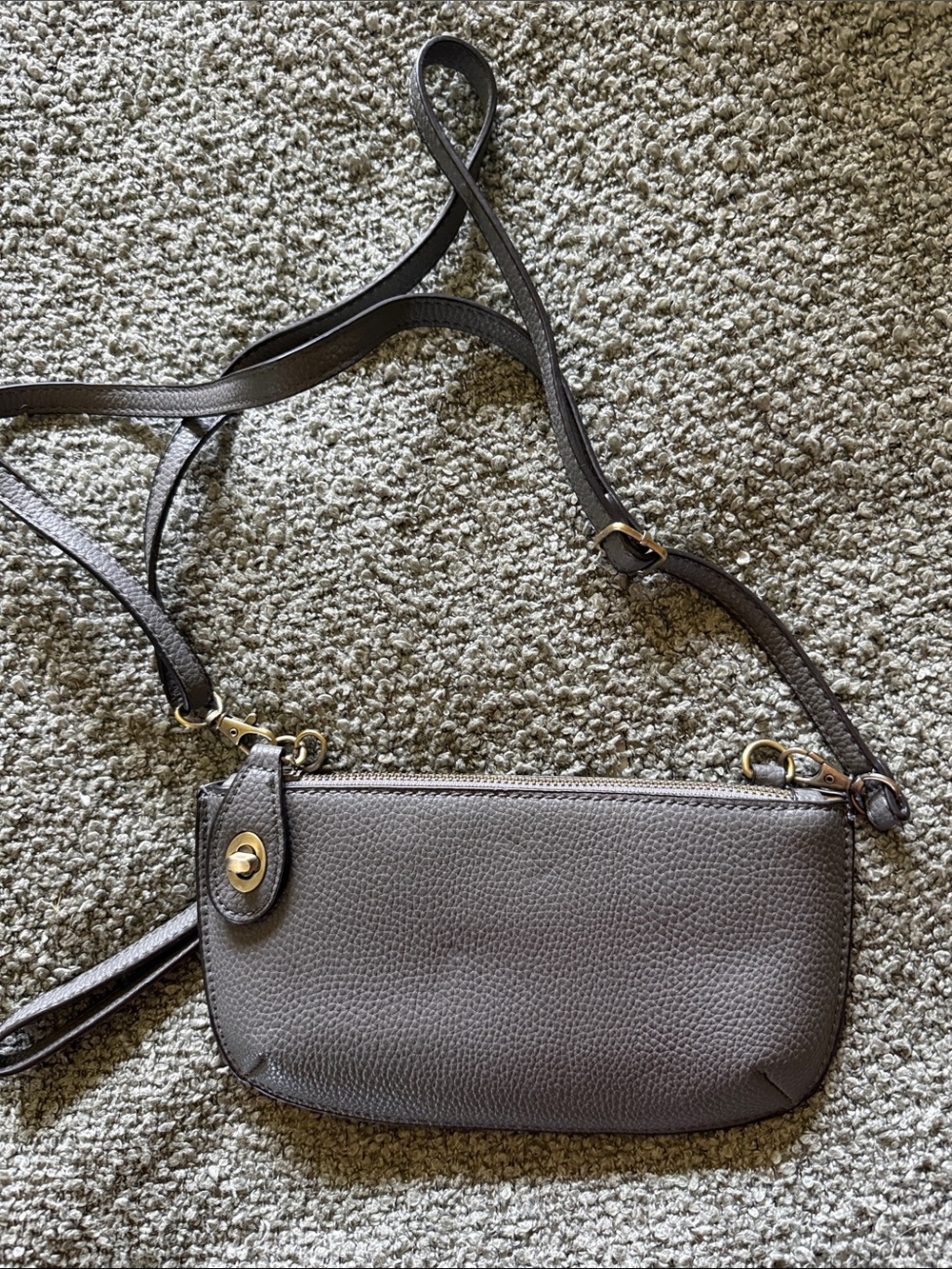 Joy Susan Pebbled Crossbody Wristlet in Dark Gray